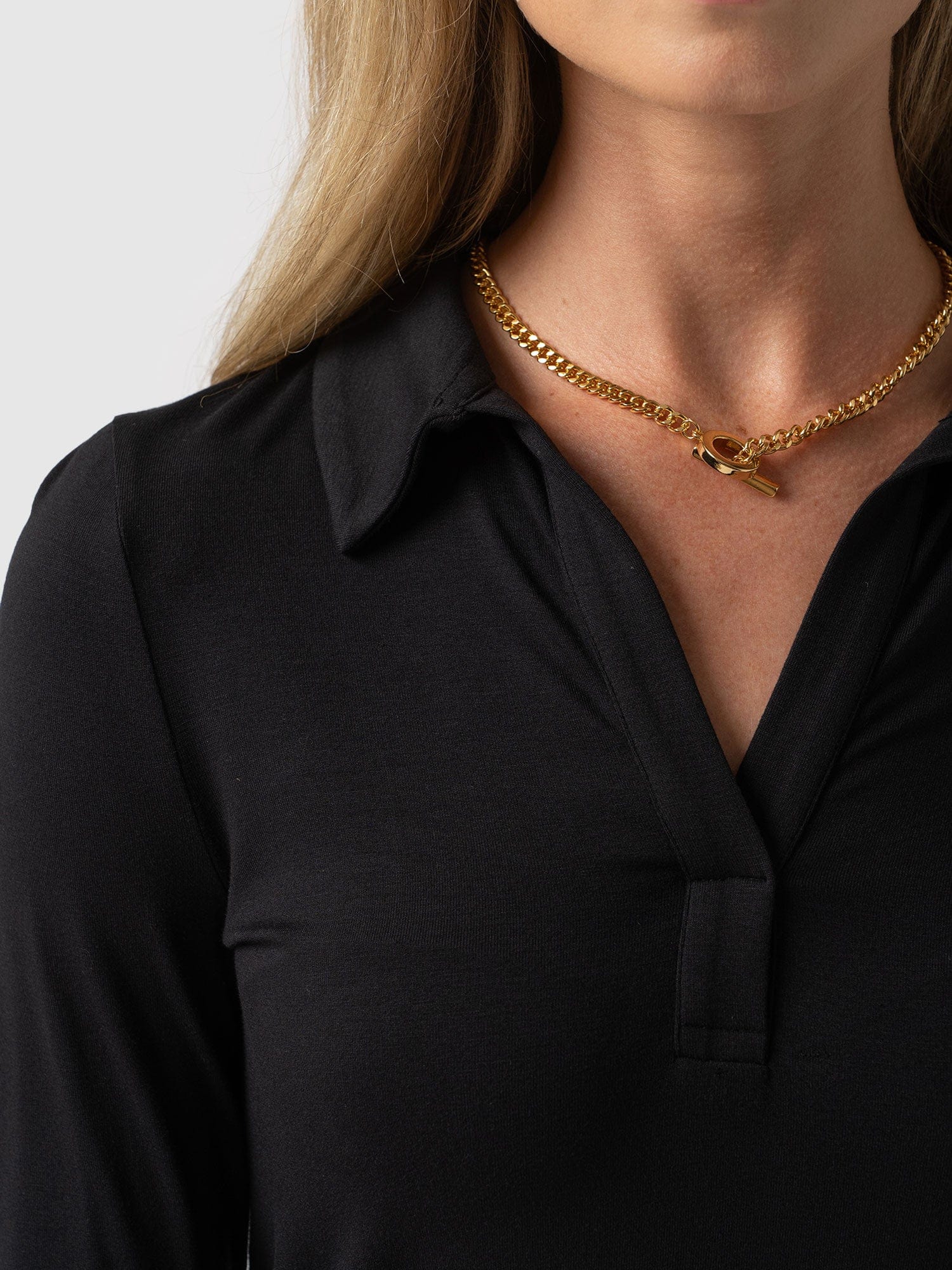 Isla Polo Tee Black - Women's T-Shirt | Saint + Sofia® USA